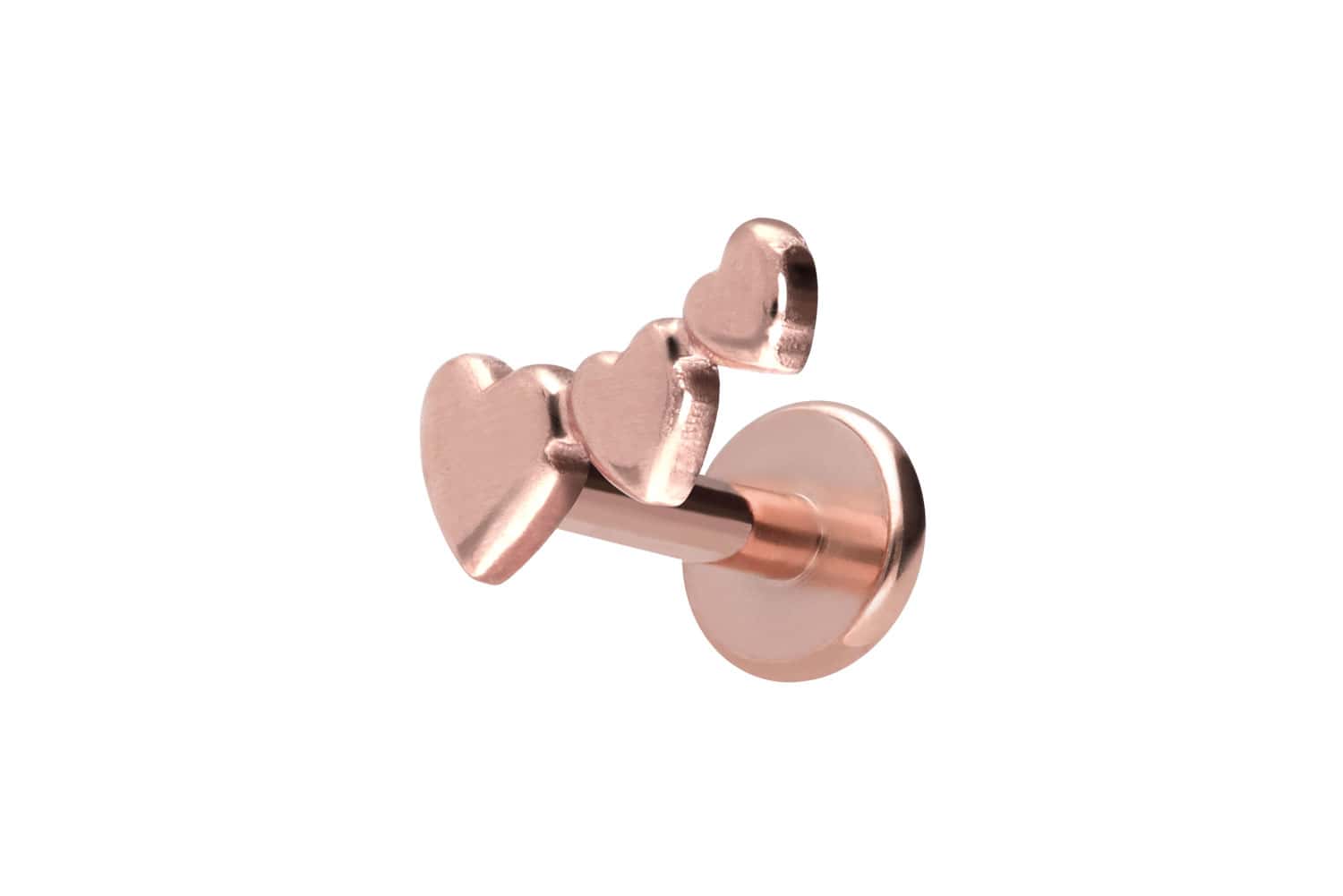 Titan Labret Piercing mit Push Fit 3 HERZEN